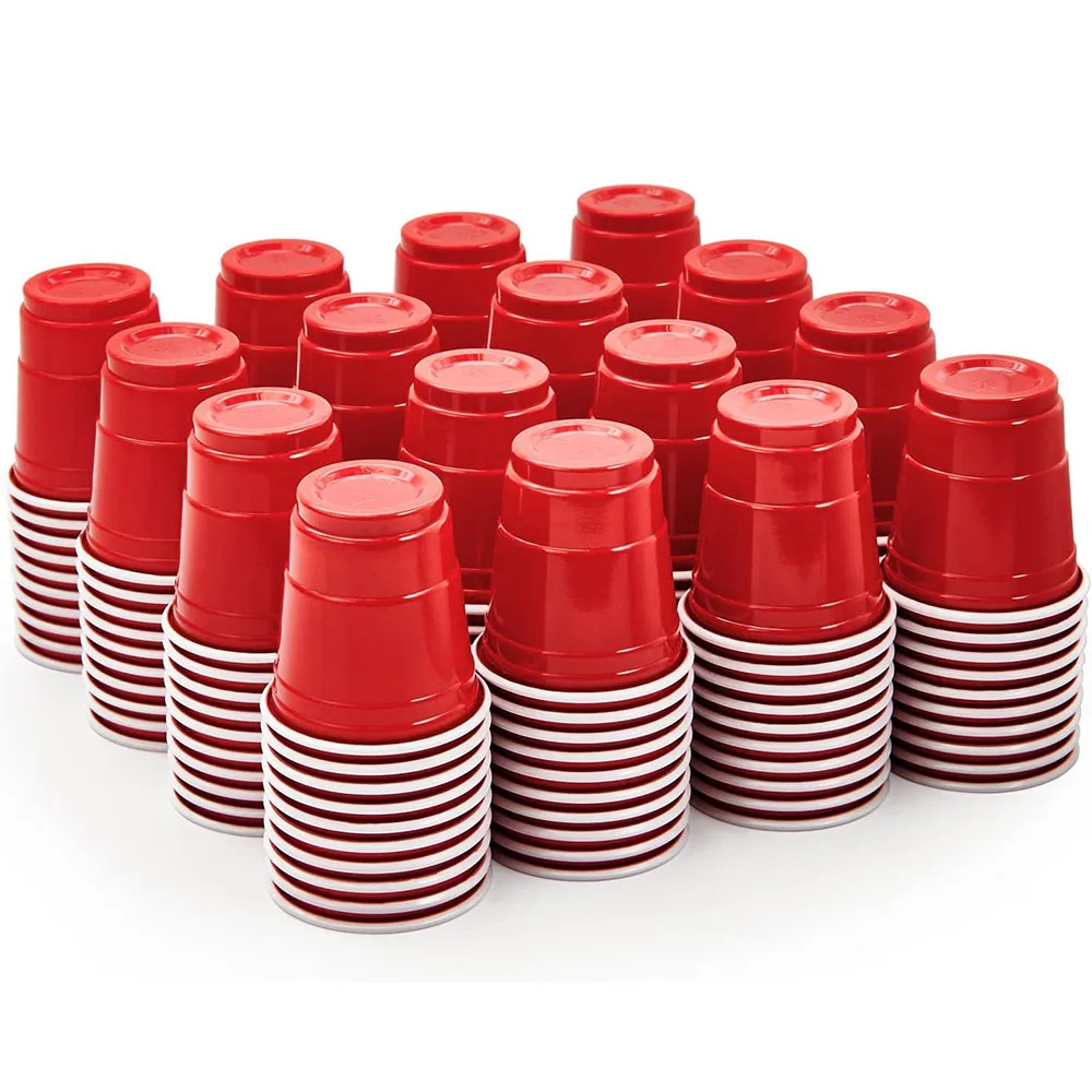 2 oz Plastic Shot Glasses, Red Disposable Shot Cups, Mini Red Shot Cups, 60ml Party Cups for Christmas Party