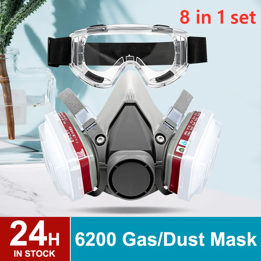 Chemicals 6200 Facial Gas Respirator Mask Paint Spray Carbon Cartridge Filter Rubber Chemical Industry Decoration Protection