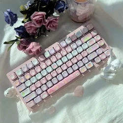 Pink Milk Sheep theme 135 key keycaps for Mechanical Keyboard MOA height PBT Material , Personalize Cute Keycaps