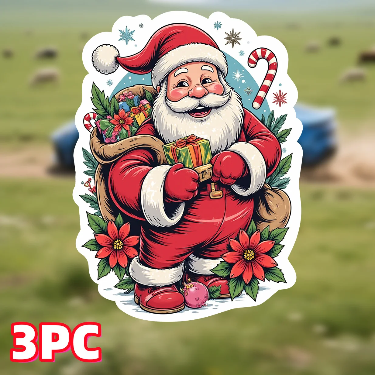 

3PCS/SET Creative Santa Claus Stickers Festive Vibes Decoration Car Decal Motorcycle Bumper Decoration Christmas