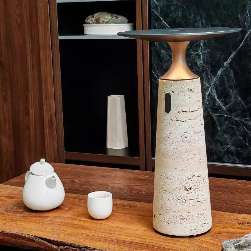 

Nordic simple modern travertine table lamp living room bedroom study decorative table lamp wireless touch table lamp
