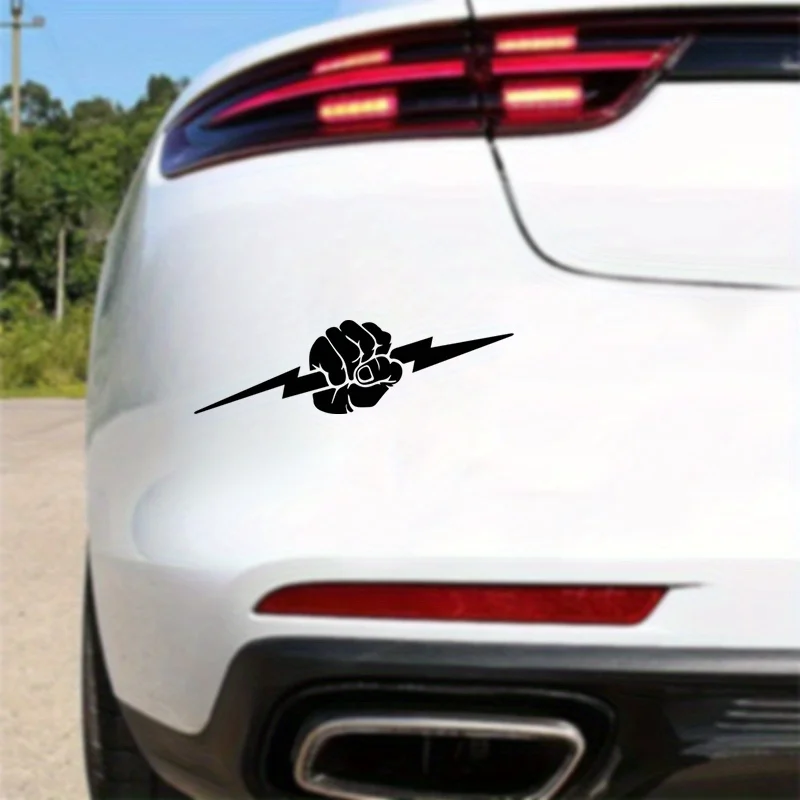 

1PC Eye - Catching Fist & Lightning Sticker, Dynamic Design, Great for Personalizing Cars, Laptops, Stand Out with Style