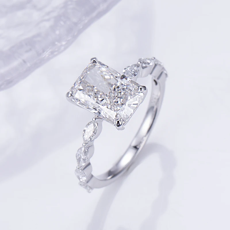 

Pretty Luxury Design Fine Jewelry 3CT E VVS2 Radiant 18k Gold Jewelry Lab Grown Diamond Wedding Finger Rings MSR-1304