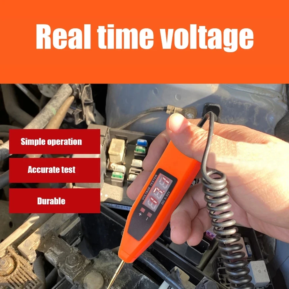 Car Digital Electric Voltage Tester Pen 5V-32V Power Probe Detector Non-Contact Circuit Tester Auto Motorcycle Voltage Indicator