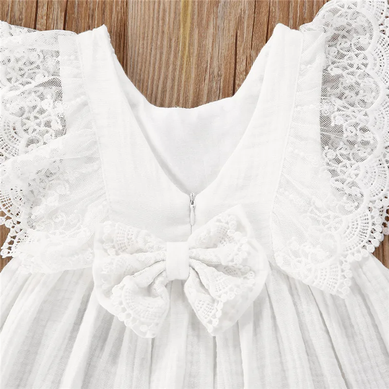 0-5years Newborn Sister Matching Romper Dress Outfits Solid White Lace Sleeveless Romper For Baby Girls Summer Dress