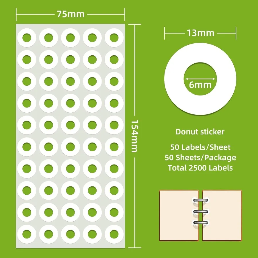 2500 Pack SelfAdhesive Hole Reinforcement Stickers 1 4 Diameter Hole Puh Reinforcement Labels for School Home and Office White