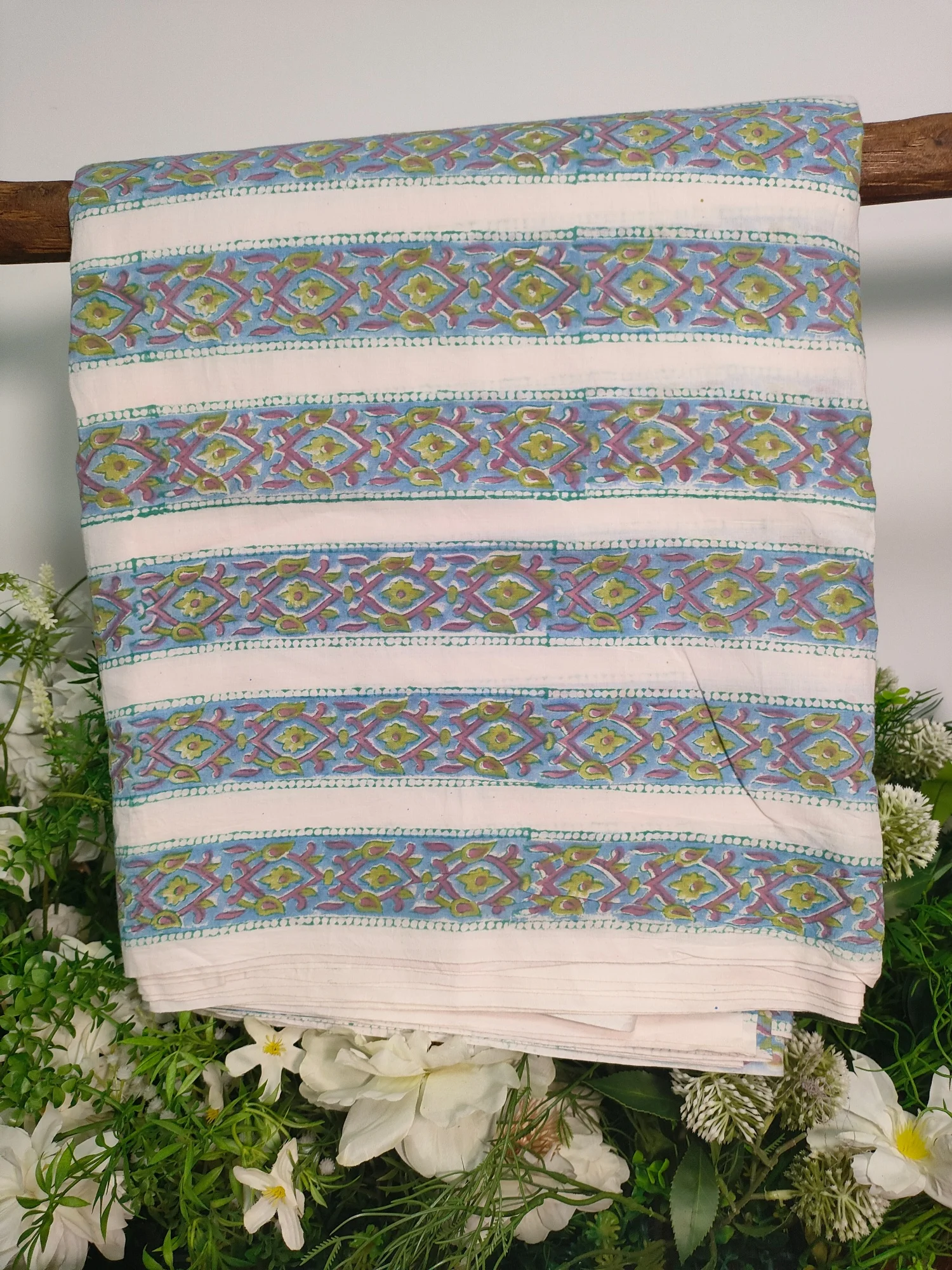 India Block Print Summer Floral Striped pattern Cotton fabric Patchwork Textile Tissue DIY Cloth Sew Dress clothes Material