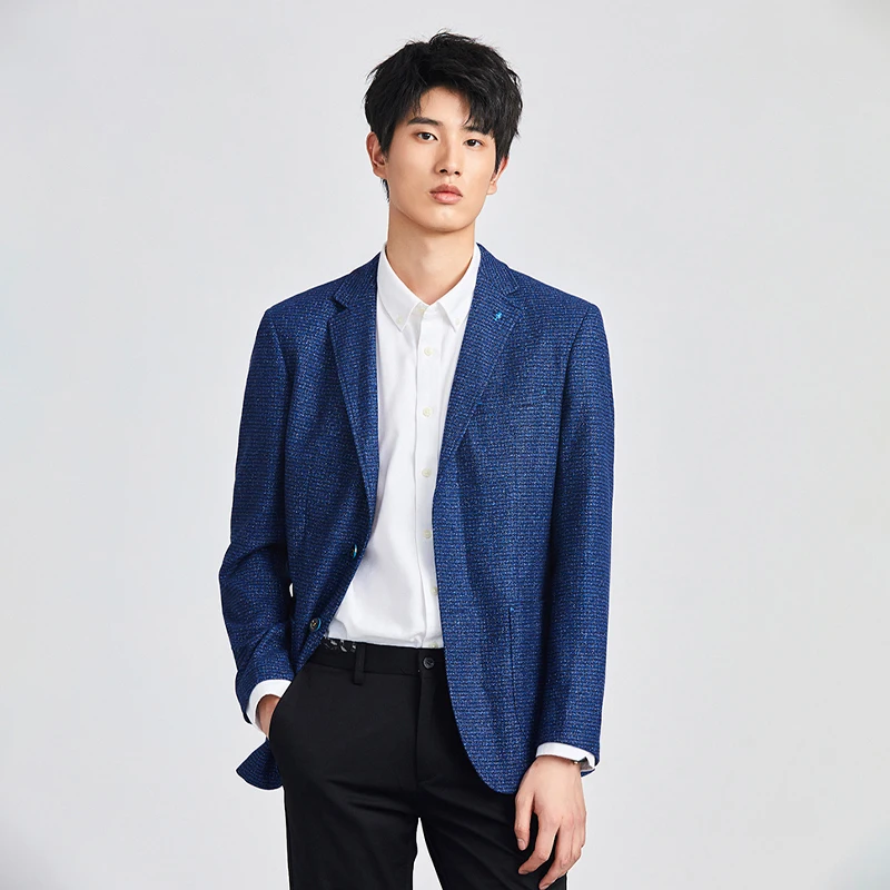 

Новый мужской универсальный шерстяной однобортный пиджак классического кроя для весны и осени, повседневный стиль