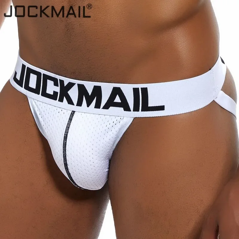 JOCKMAIL Jocks Men Mesh Low Sexy Men Underwear Briefs Gay Penis Pouch Wonderjock Bikini Gay Underwear Man Jockstrap thong tanga