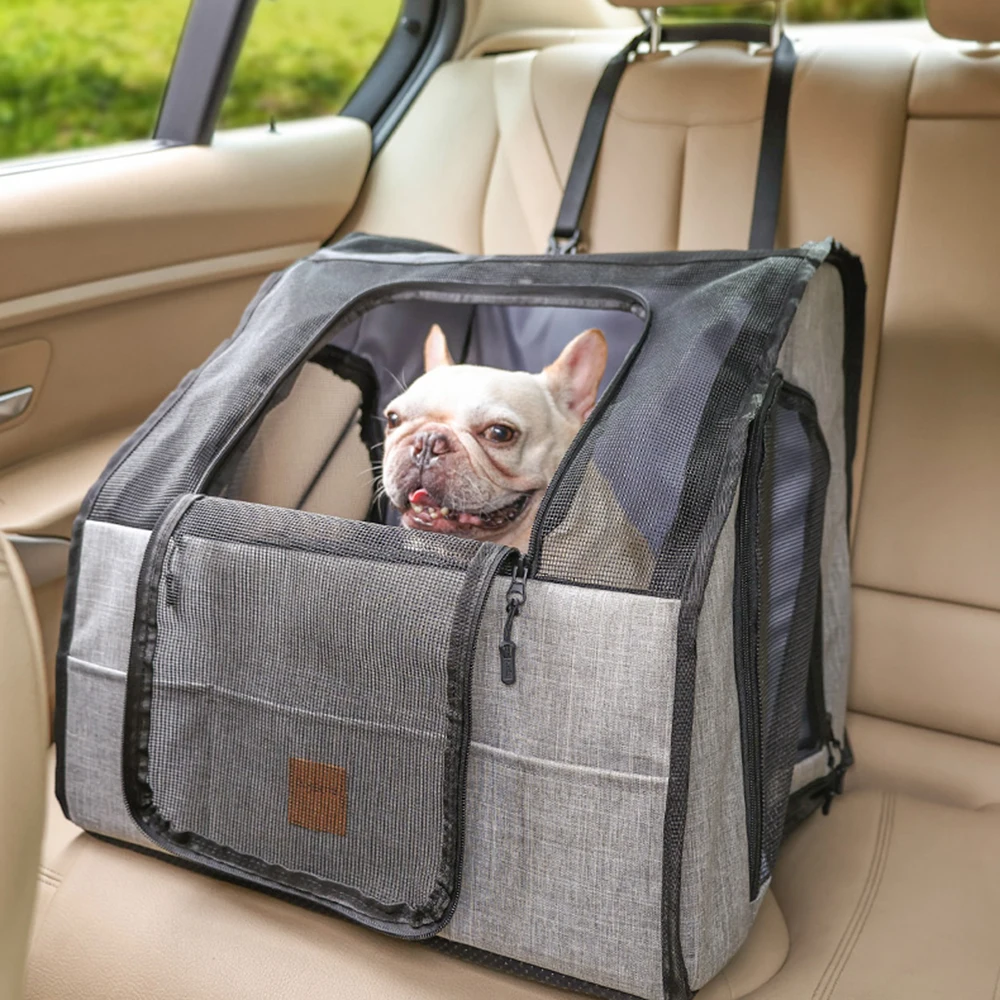 

Pet Car Seat Dog Bed Multifunctional Design Pet Car Booster Seat Carrier Lightweight Foldable Waterproof for Dog Cat Travel Cage