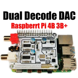 Volumio Moode Raspberry Pi 4B HIFI Dual Decode DAC ES9023 I2S Digital Audio Music Player Sound Card PIR 3B+2B GPIO MOODE