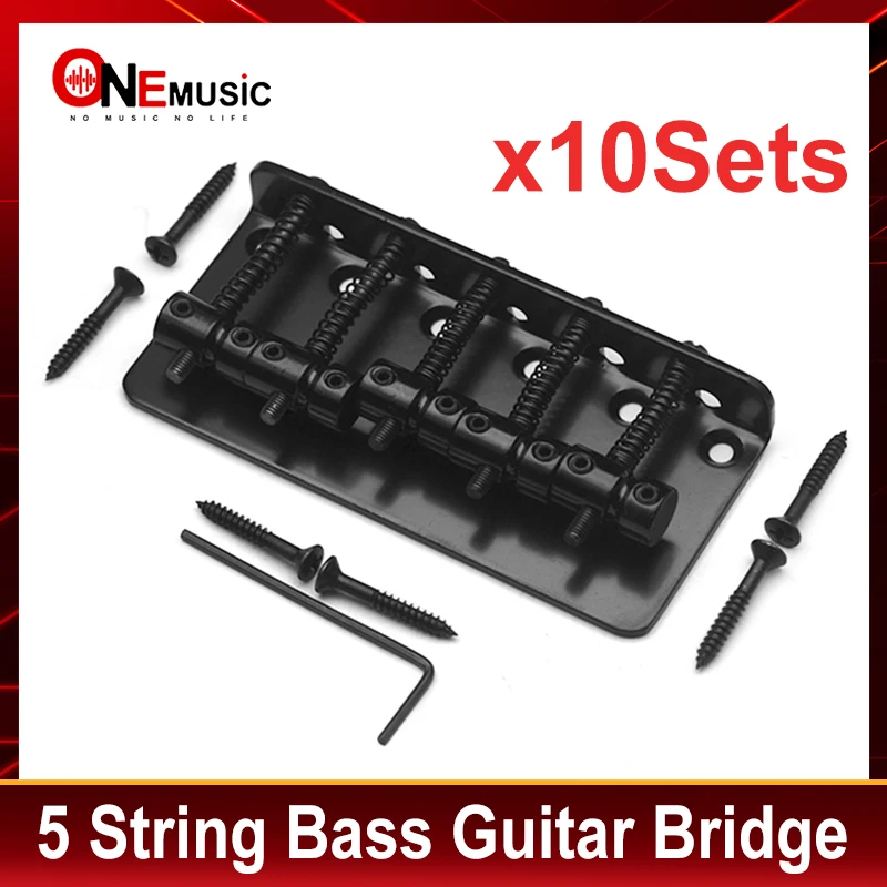 

10 Sets Left Handed 5 String Flat Saddle Single Tremolo Bridge System for Electric Guitar Black Chrome Color