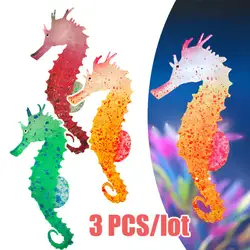 1set Aquarium Artificial Luminous Seahorse Fish Tank Landscape Silicone Fake Fish Floating Glow In Dark Ornament Home Decoration