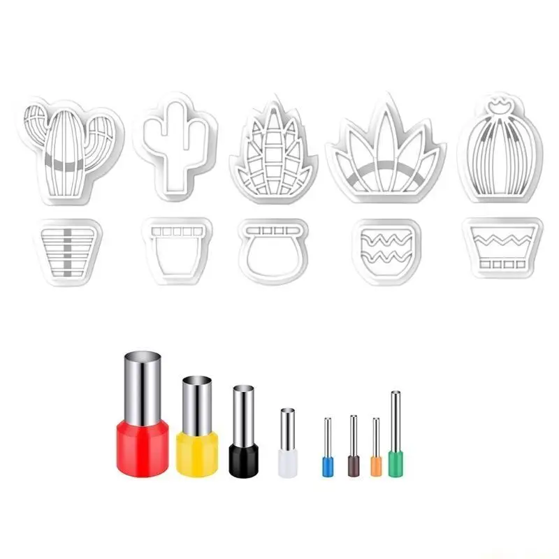 31BF 18Pcs Plant Cactus Cutter Flower Pot Pendant Maker for Earrings Jewelry Making Modeling Tools DIY Earring Cutter Molds