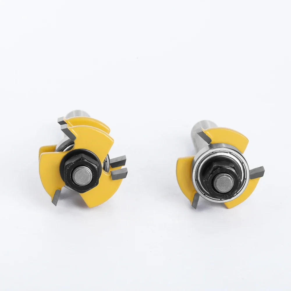 LAVIE 12.7mm & 12mm Shank 3-Wing T-Slot Tongue And Groove Router Bit, Bearing Guided Milling Cutter For Woodworking