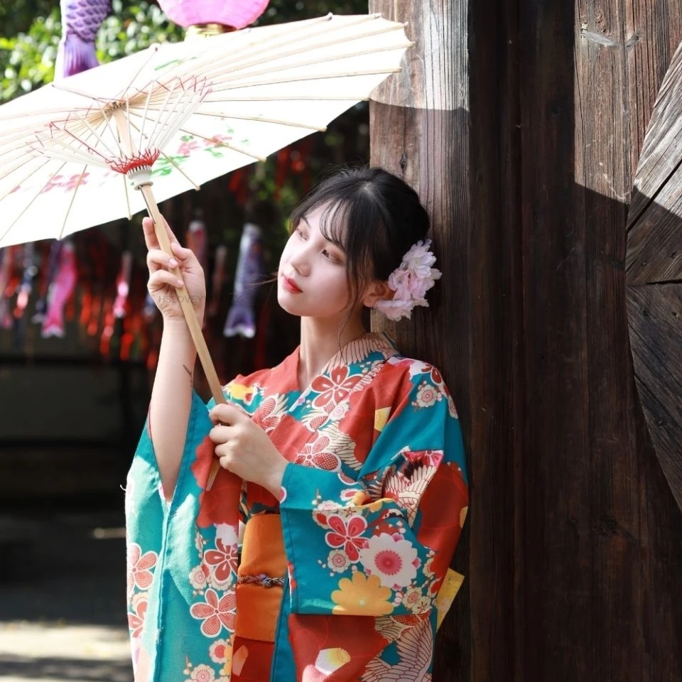 

Кимоно в японском стиле, женское улучшенное торжественное платье, традиционное японское кимоно для фотографии, платье с цветочным принтом, винтажная одежда