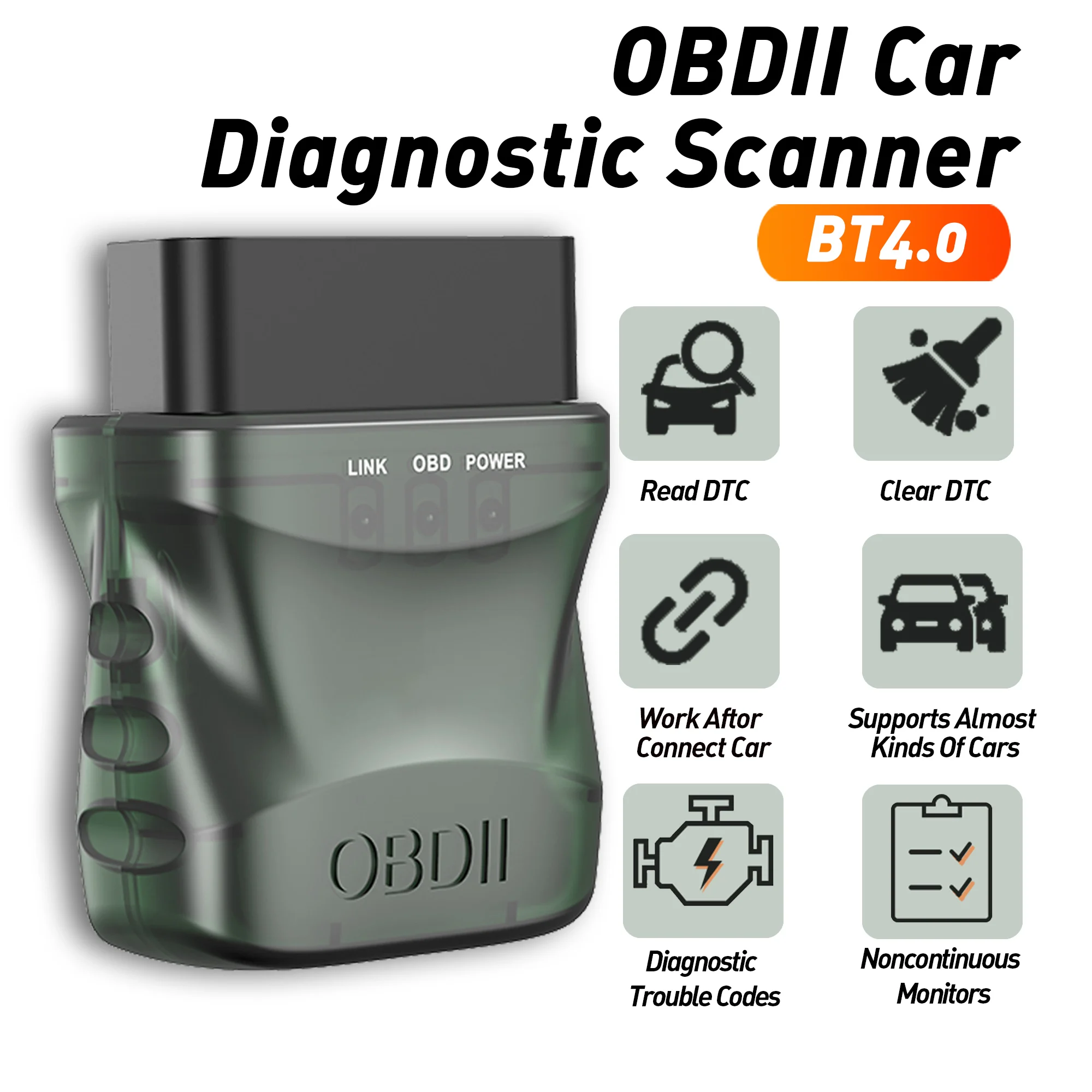 Bluetooth OBD2 Scanner Diagnostic Tool, Car Code Reader OBDII/EOBD Scanner with Reset, BT4.0 Diagnostic Scan Tool