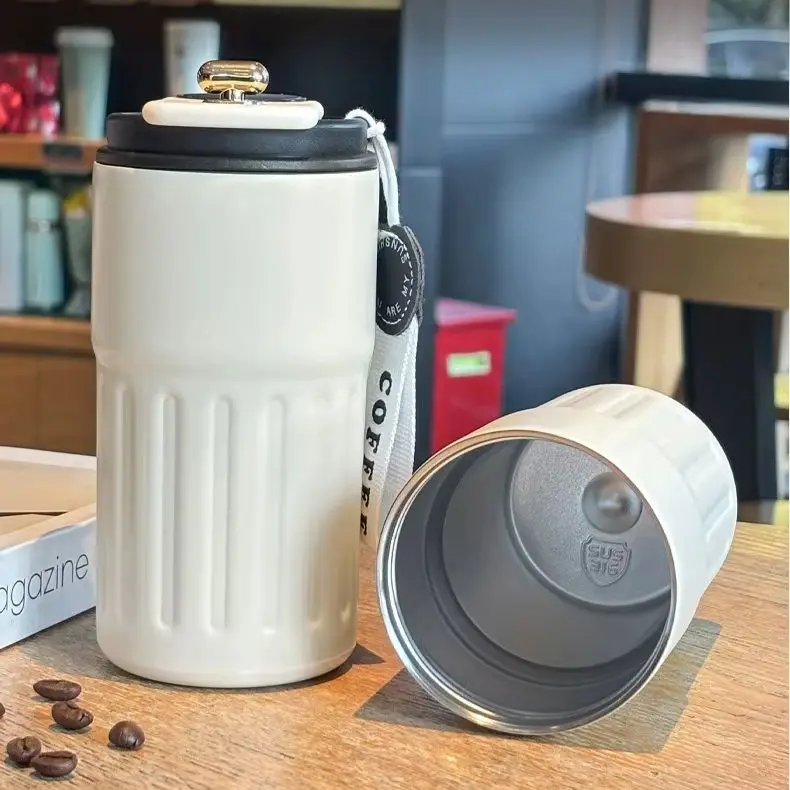 450ml Smart LED Temperature‑Display Coffee Mug 316 Stainless‑Steel Insulated Tumbler Portable Lanyard Leak‑proof Flip‑Lid Vacuum