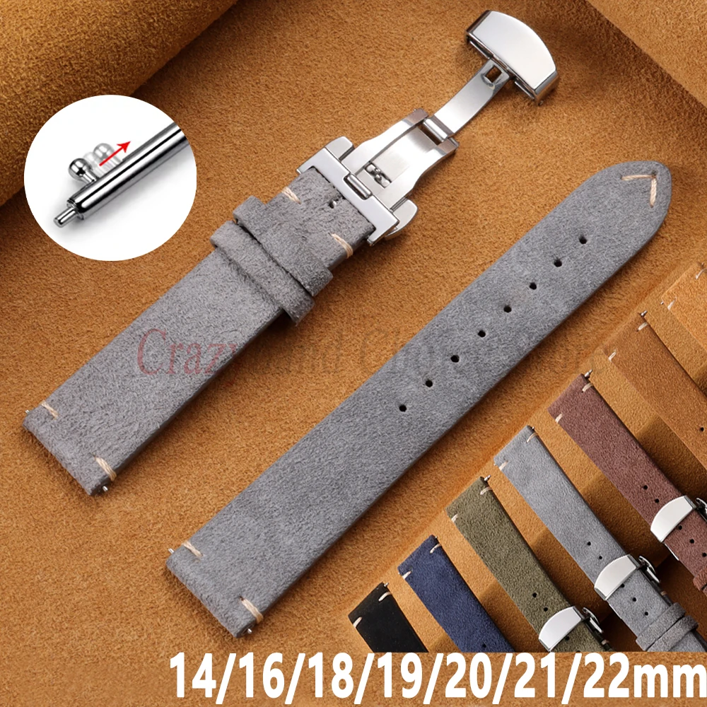 14/16/18/19/20/21/22mm Wildleder-Uhrenarmband für Omega und Tudor, Ersatzband für Herren und Damen, Business-Stil mit Schmetterlingsverschluss