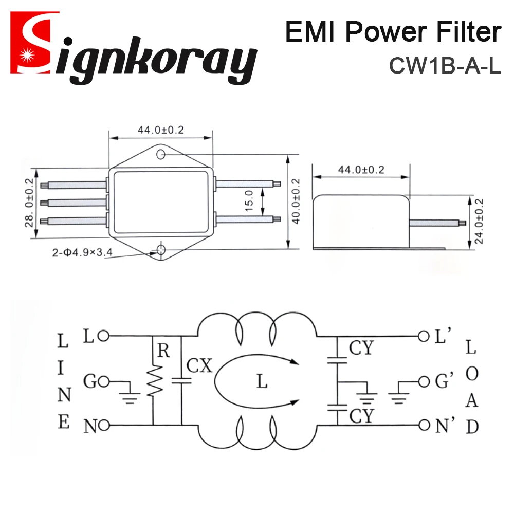 SignkoRay EMI Power Filter CW1B-3A 6A 10A 20A-L AC 220V Single Phase Interference Purification