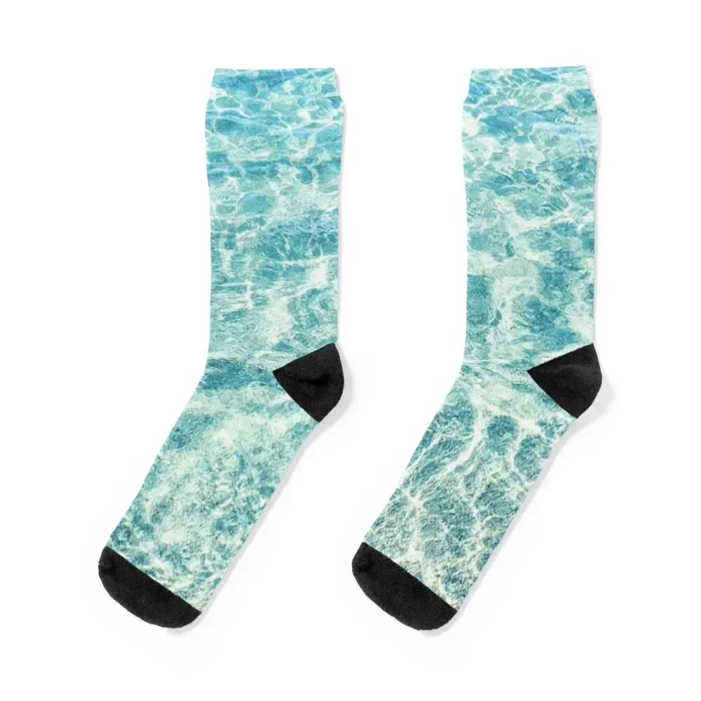 Crystal Clear Aqua Blue Ocean Water Socks luxe set valentine gift ideas Socks For Man Women's