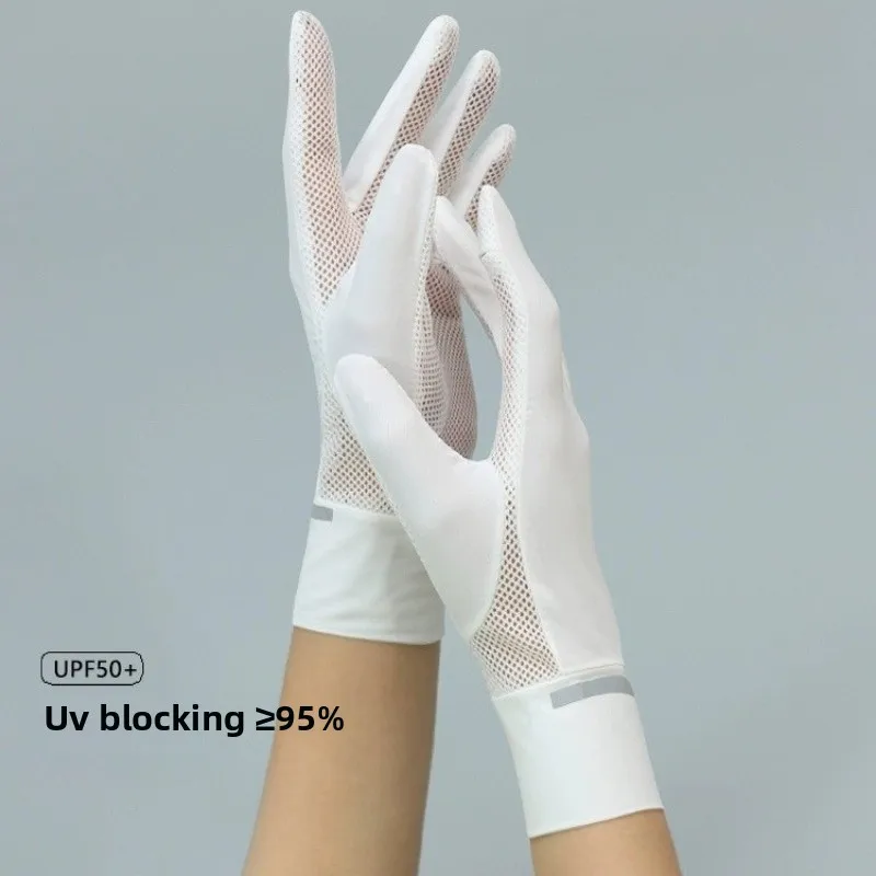 Womens Mens Summer Flip Finger Ice Silk Sun Protection Gloves Touch Screen Non Slip Breathable Quick Dry Gear For Driving