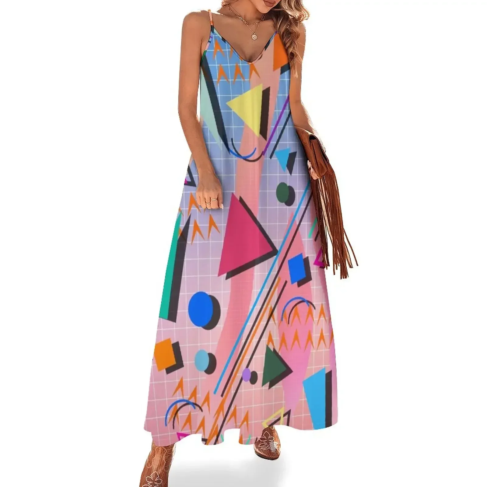 

80s pop retro pattern 2 Sleeveless Dress beach dress women clothes Dresses gala Dress