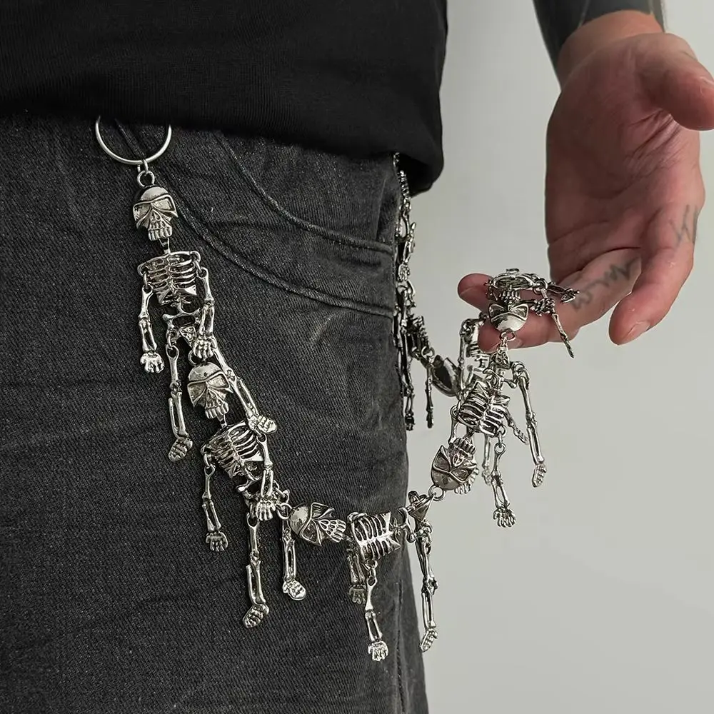KunJoe Punk Gothic Metall-Totenkopf-Anhänger Schlüsselanhänger Brieftaschenkette für Männer Frauen Hip-Hop Hosen-Accessoire Gothic Jeans Schlüsselring Schmuck – Detail 4
