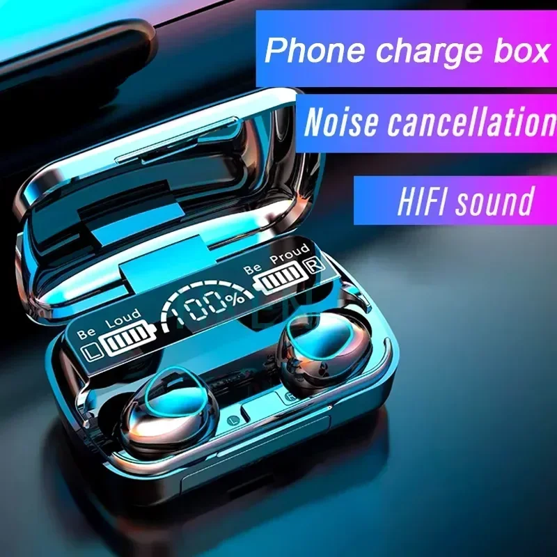 

TWS Wireless Bluetooth Headset with Charge Box for Phone Noise Cancelling Mic Earbuds Wireless Headphones Bluetooth Earphones