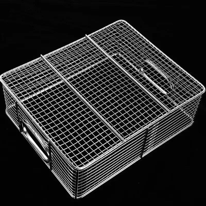 

Food Grade Stainless Steel 304 Mesh Basket 30*20*10cm Wire Mesh Frying Basket Snack and Pastry Basket