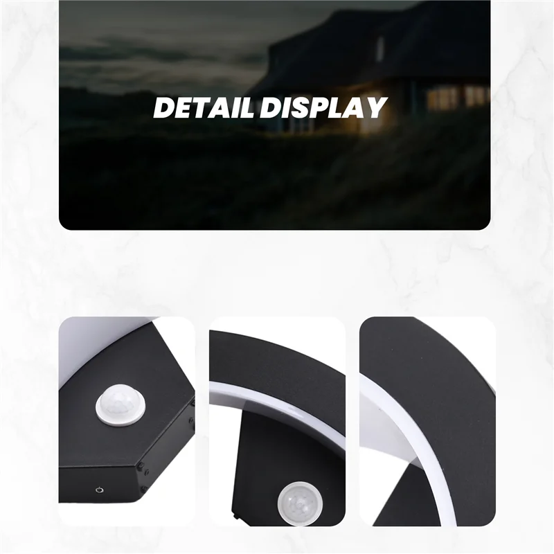 

Luckshopping Outdoor Waterproof LED Wall Light Balcony Exterior Wall Courtyard Induction Light Corridor Lighting Decorative Ligh