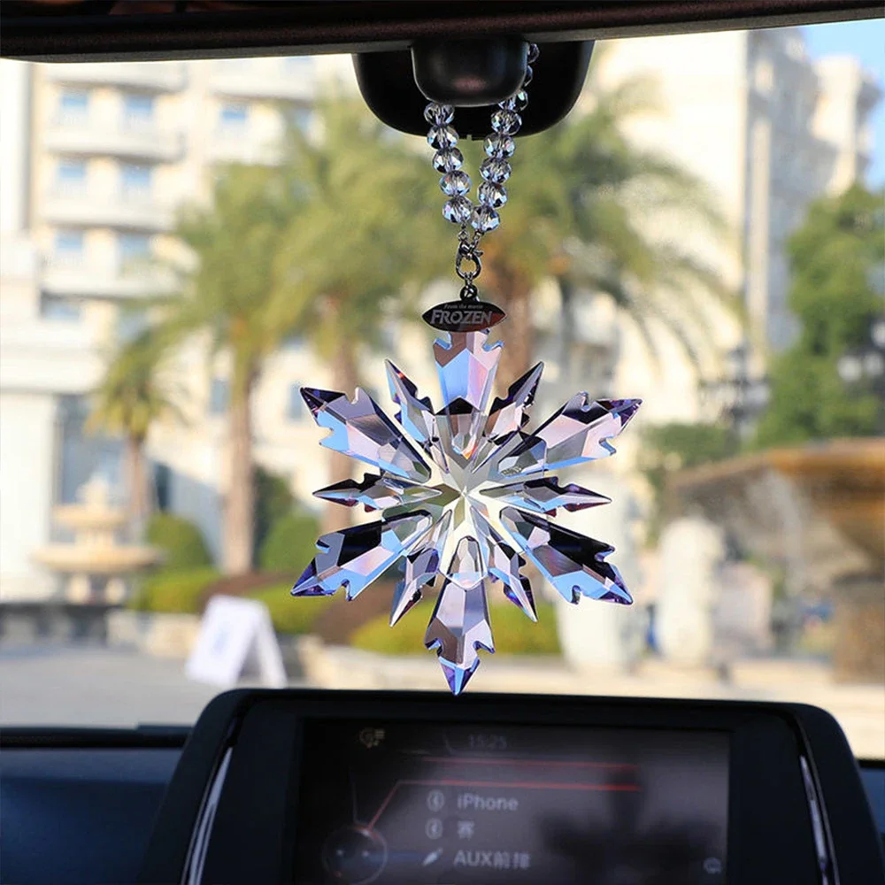 Car Rearview Mirror Pendant Car Interior Modeling Crystal Ball Ornaments Car Decoration Crystal Snowflake Car Ornaments