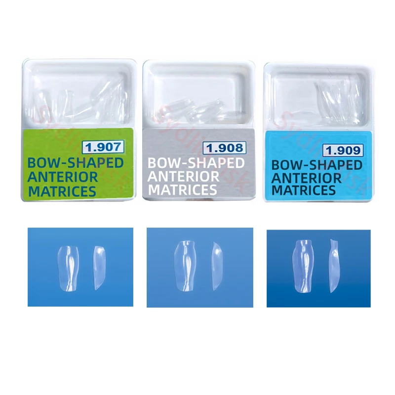 Dental konturierte vordere Matrize, Metallmatrize, blauer Streifen, Restaurationsmatrize, transparenter Bogen, vordere Matrizen, Zahnarztmaterialien – Detail 7