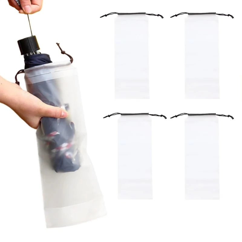 5-50pcs Umbrella Storage Translucent Plastic Waterproof Anti-dirty Umbrella Cover Reusable Portable Drawstring Bags Home Storage