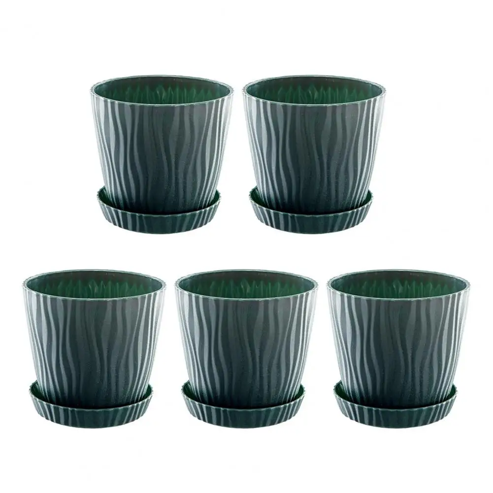 Durable Indoor Planters 5-pack Lightweight Plastic Flowerpots with Drainage Tray for Indoor Outdoor Plants Weather for Aloe