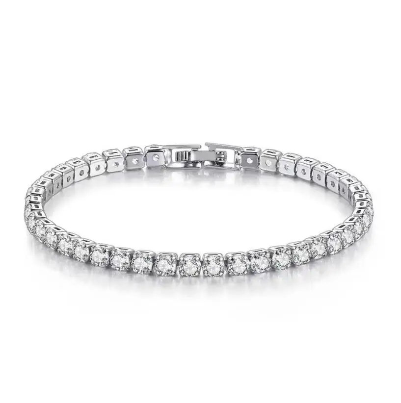 4mm Moissanite Tennis Bracelets for Women 100% 925 Sterling Silver Gemstone Bangle Wedding Sparkles Lab Diamond Bracelet