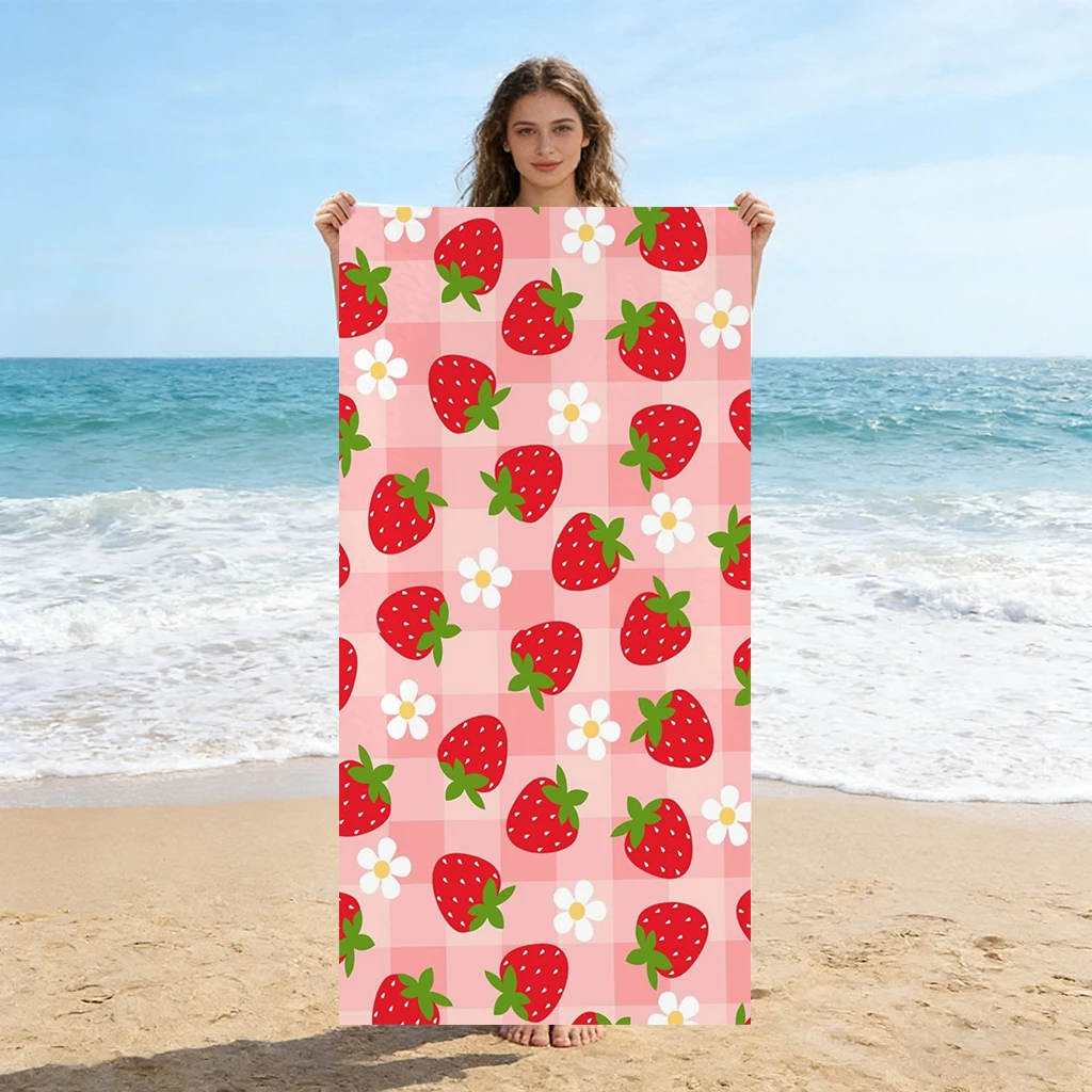 1pc Sweet Daisy&Strawberry Beach Towel Large Quick-drying Towel Suitable for Beach Pool Yoga Sport Towel Summer Gift for Friends