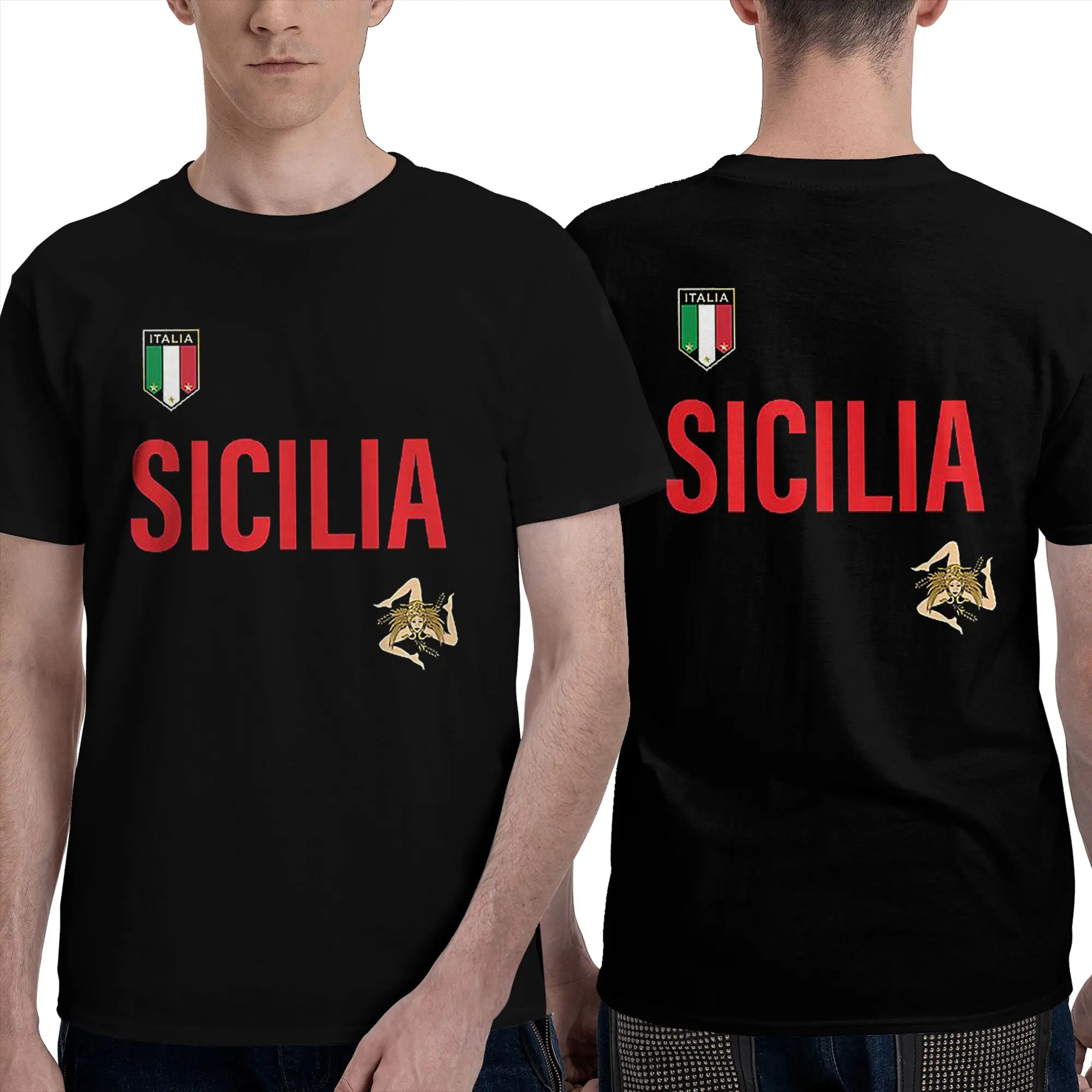 100% Cotton Sicily Jersey T-Shirt Men's Double Sided T Shirt Men O-Neck Summer Shirts Tops Oversized