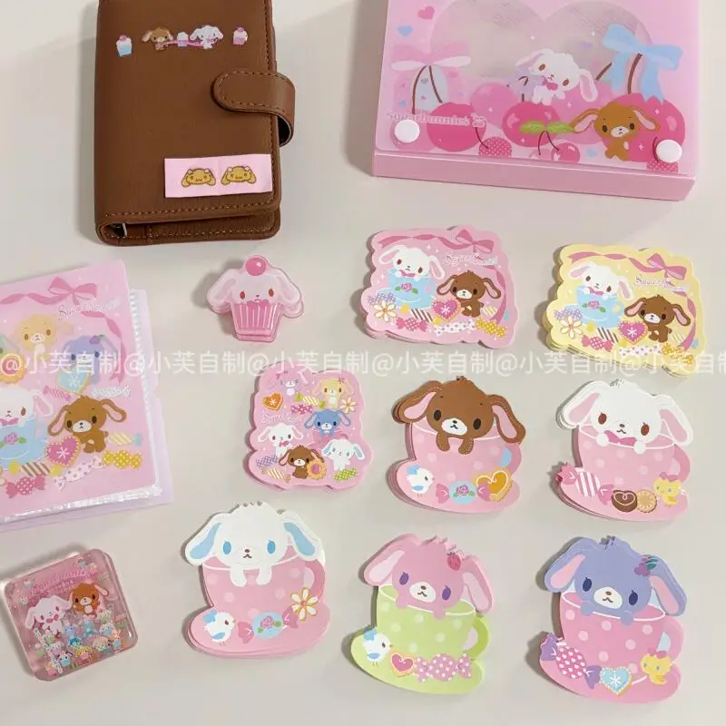 Libro de Mensajes Kawaii de Anime con Diseño de Conejitos de Dibujos Animados, Conejo Postre, Taza de Té, Alien y Chica Anime, Regalo para Estudiantes y Amigos en Festivales