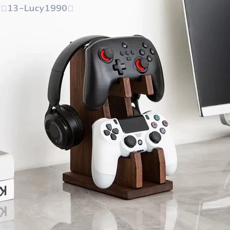 【CCA13】Multifunctional Universal Solid Wood Game Controller Stand, Desktop Storage Rack, Headphone Storage Stand