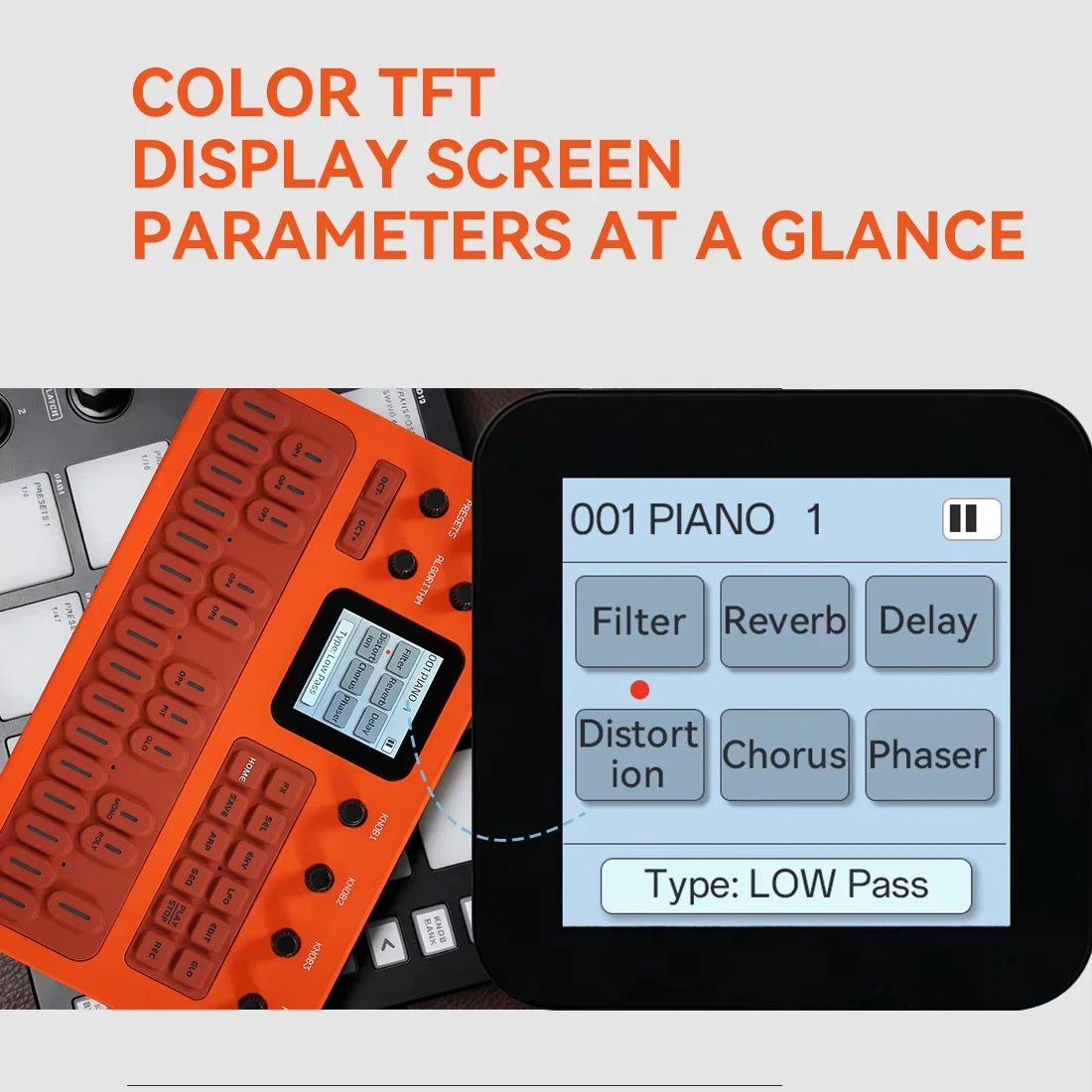 M-VAVE NEW 6 Color FM-1 Portable FM Synthesizer 6-Operator 32-Algorithm 128 Presets Built-in Speaker Bluetooth MIDI 12H Battery view 6