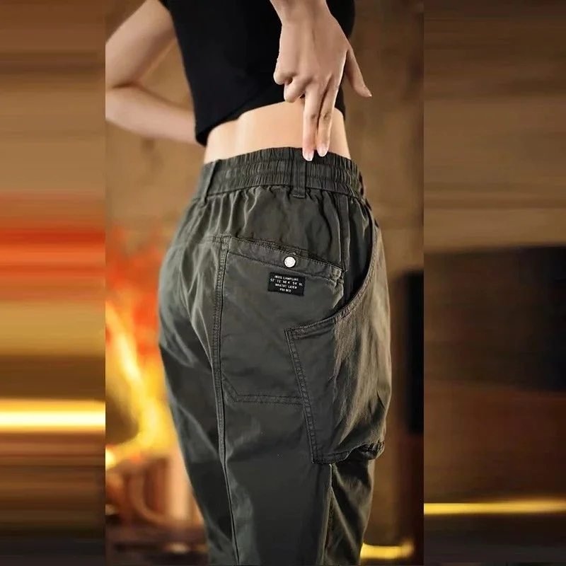 

Мужские повседневные брюки свободного кроя, прямые, весна 2025, винтажные, комфортные, из хлопка, длинные