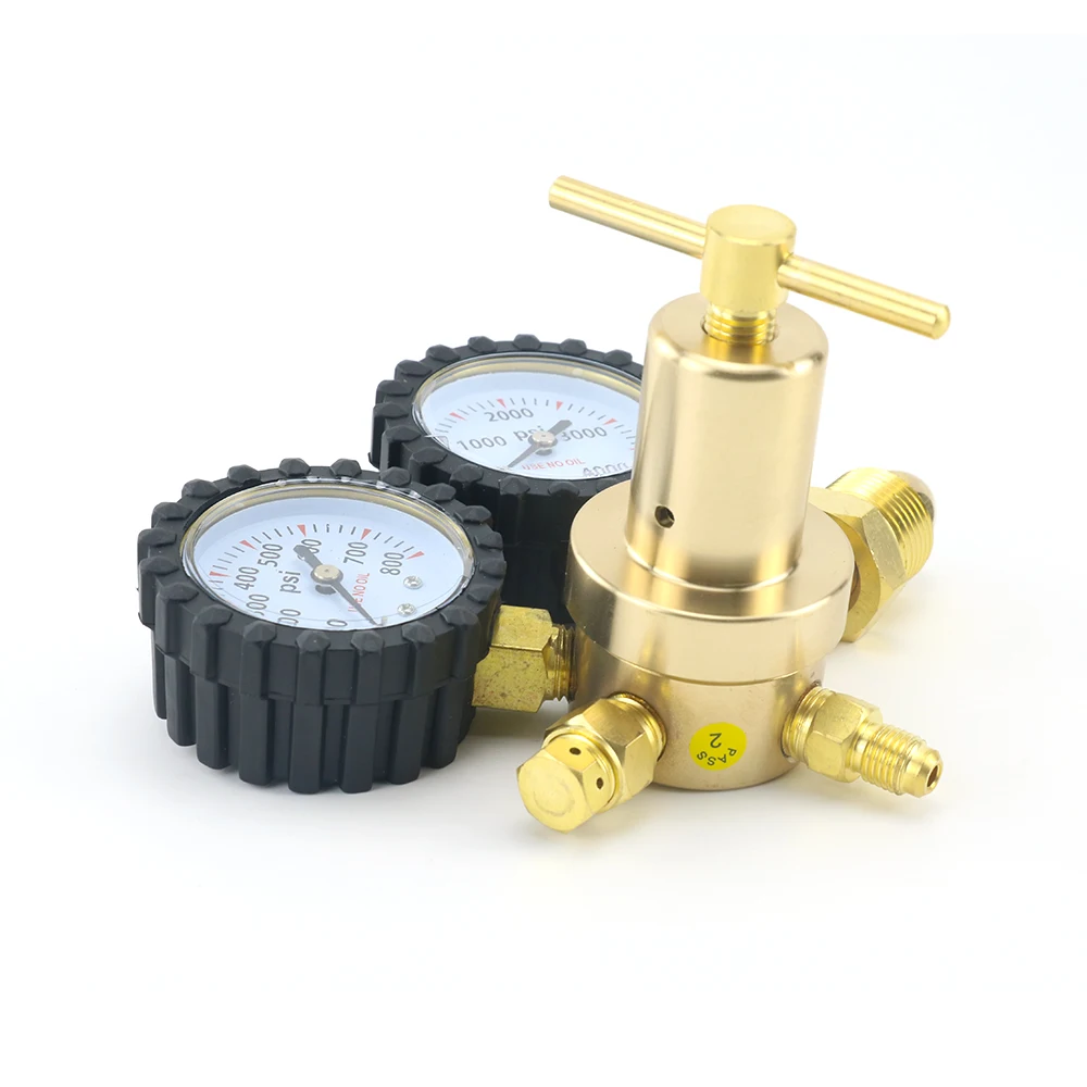 China Supplier Nitrogen Regulator Brass CGA580 Inlet Connection Pressure Reducing 0-600PSI CGA580 Inlet 1/4 inch Flare Output