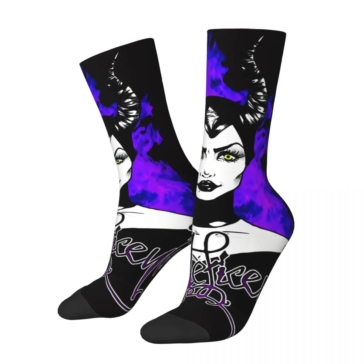 Funny Crazy Sock for Men Impressive Hip Hop Harajuku maleficent mistress of evil Happy Seamless Pattern Printed Boys Crew