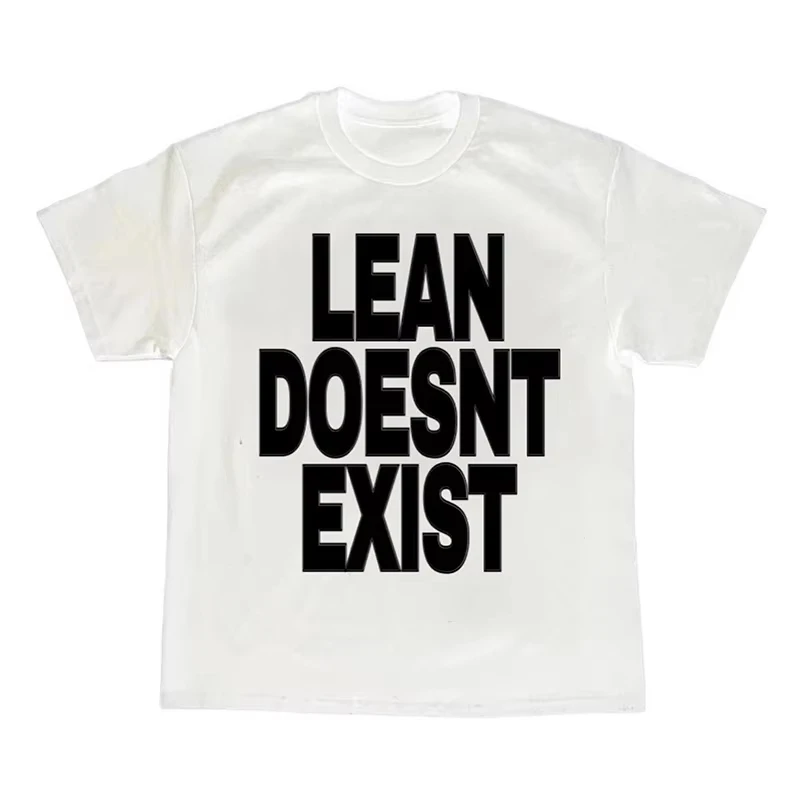 Lean Doesnt Exist Print T Shirt Unisex Vintage Crew Neck Short Sleeve Tee Retro Hip Hop Meme Aesthetic Streetwear Casual Tops