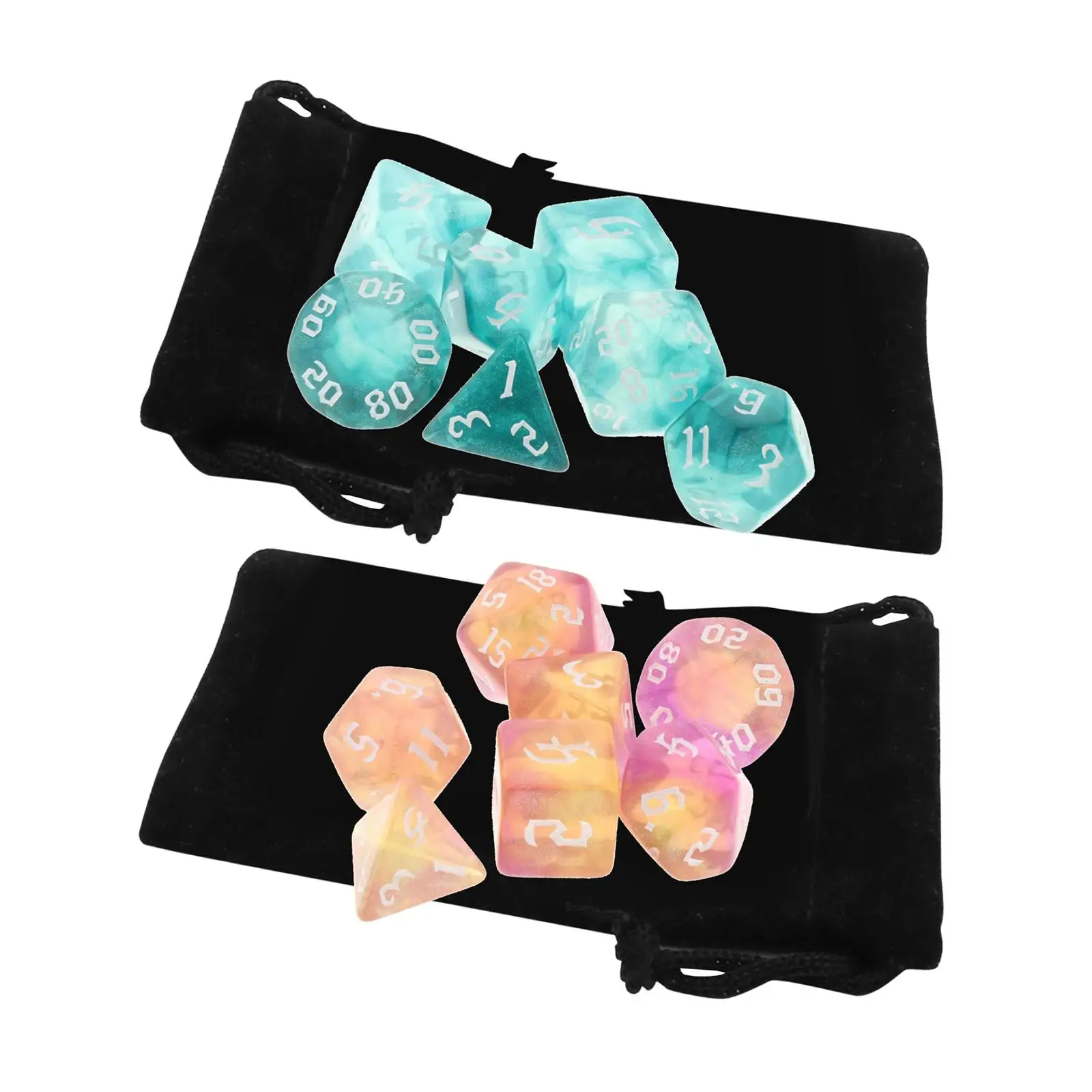 14x Polyhedral Dices Set D4-D20 Party Toys for DND RPG Table Games