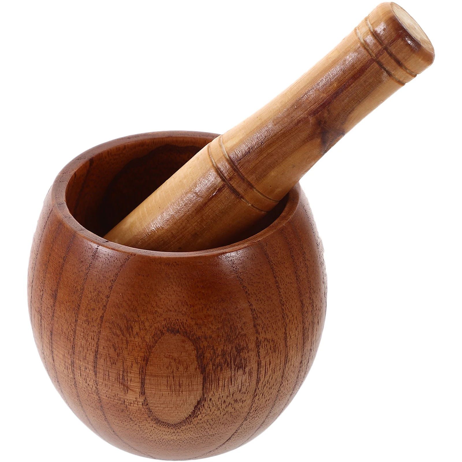 

Garlic Masher Kitchen Mortar Pestle Wood Household Pestle Grinding Bowl Manual Tool Aids