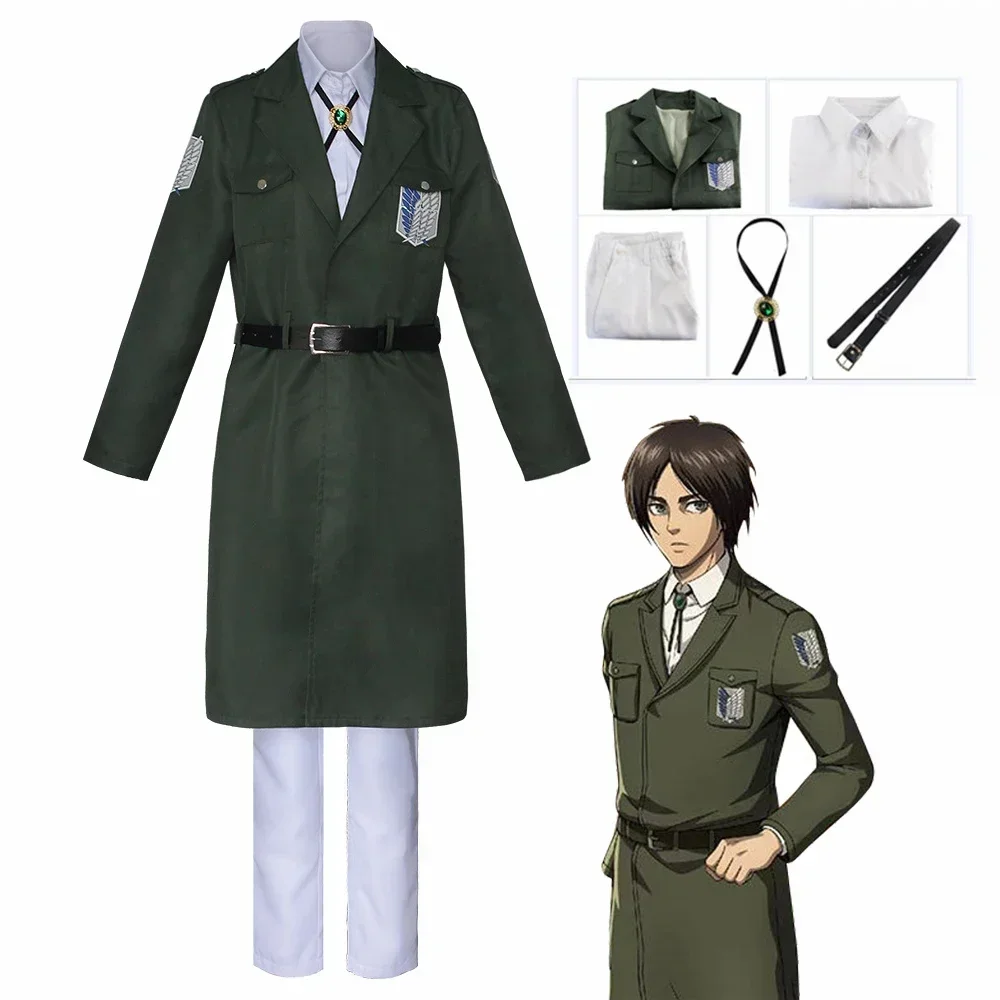 2025 disfraz de Halloween de Cosplay ataque sur Titan Eren Levi pour femmes et hommes, Shingeki No Kyojin, veste de soldado de