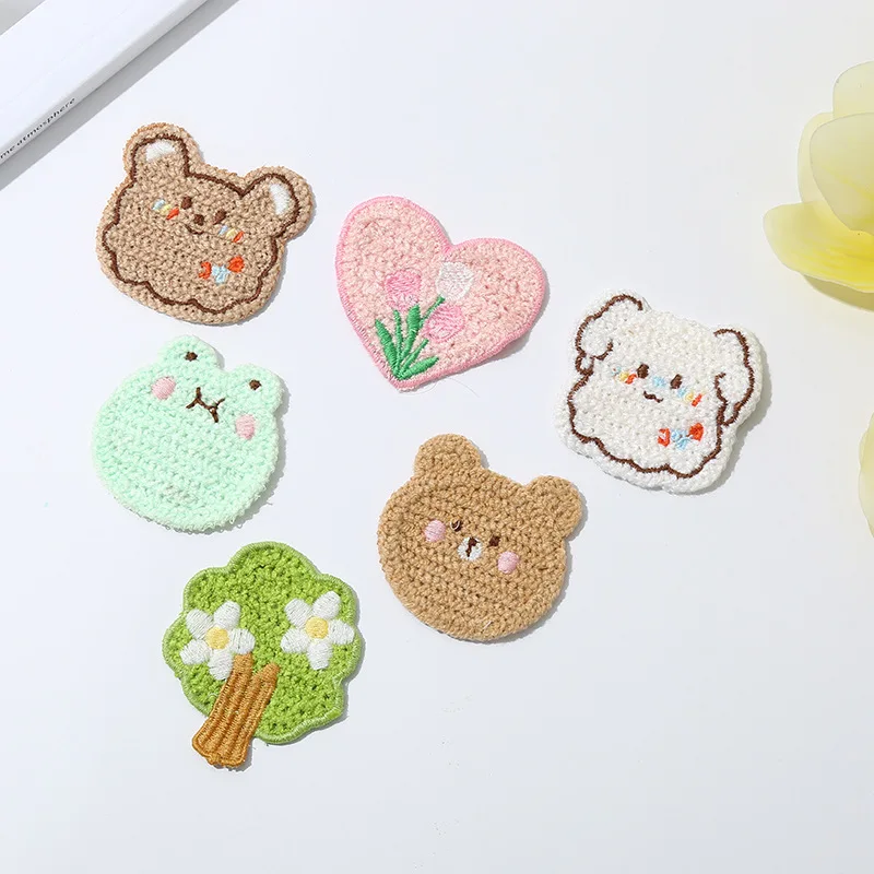 5PCS Cute Frog Animal Fruit Embroidery Stickers Children's Clothes Decoration Iron Patch Stickers Sewing Clothing On Patches