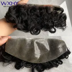 Thin Skin Toupee Man Wig Curly Hair Front Hairline V Style Human Hair Men's Wigs Realistic Hairline 100% Human Hairpiece Systems